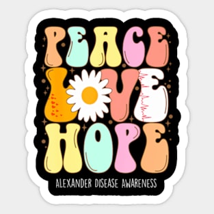 Alexander Disease Awareness Peace Love Hope Groovy Sticker